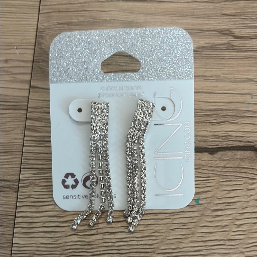 Icing Silver Rhinestone Drop Earrings